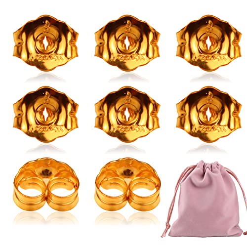 Book Cover 8-Piece 14K Yellow Gold Earring Backs Replacement Earring Backs