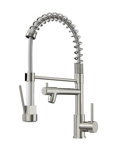 AIMADI Contemporary Kitchen Sink Faucet,Single Handle Stainless Steel Kitchen Faucets with Pull Down Sprayer,Brushed Nickel