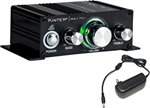 Kinter MA170+ 2-Channel Auto Home Cycle Arcade DIY 2 x 18 W Mini Amplifier Bass Treble RCA Input Audio Mini Amplifier with 12V 3A Power Supply Black