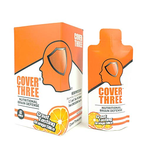Cover Three Nootropic Brain Supplement - Help Increase Focus, Memory, Clarity - Trans Resveratrol, Omega 3's, Uridine, Curcumin, Vitamin C, Alpha GPC - Orange Flavor 6 Count (Pack of 1)