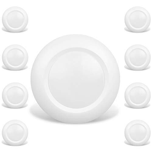 JULLISON 8 Packs 6 Inch LED Low Profile Recessed & Surface Mount Disk Light, Round, 15W, 900 Lumens, 4000K Cool White, CRI80, Driverless Design, Dimmable, ENERGY STAR, ETL Listed, White