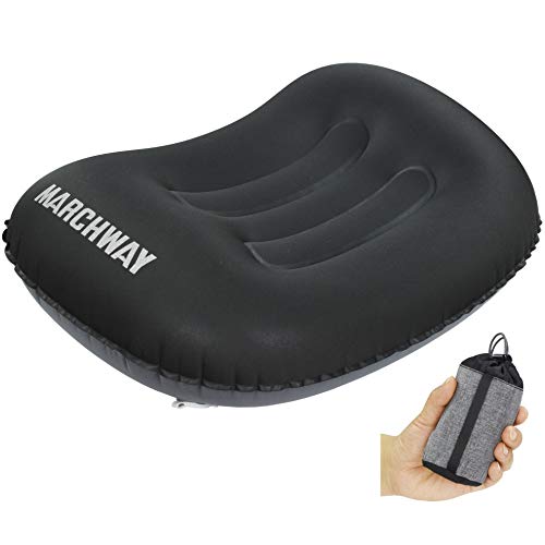 MARCHWAY Ultralight Compact Inflatable Camping Pillow, Soft Compressible Portable Travel Air Pillow for Outdoor Camp, Sport, Hiking, Backpacking Night Sleep and Car Airplane Lumbar Support