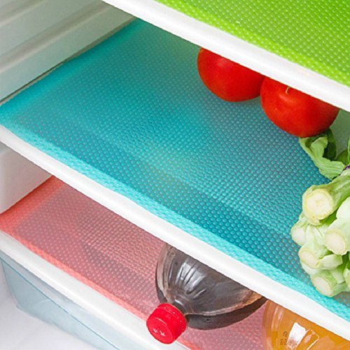 E-lishine Multifunctional Refrigerator Pads Non-Slip Antibacterial Antifouling Mildew Moisture Absorption Pad Refrigerator Mats,set of 4 (Green)