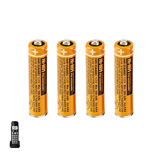 Book Cover 4PCS NI-MH AAA Rechargeable Battery, 1.2V 550mAh Battery for Panasonic Cordless Phone, HHR-55AAABU Replacement Battery