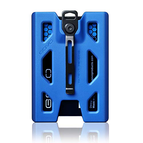 GOVO Badge Holder/Wallet - Durable Polycarbonate ID/Credit Holder with Metal Clip and 4 Cards Slot (Holds 1 to 4 Cards) (Blue)