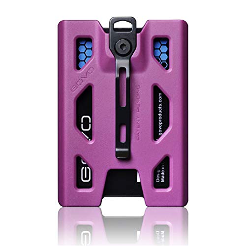 GOVO Badge Holder/Wallet - Durable Polycarbonate ID/Credit Card Holder with Metal Clip and 4 Cards Slot (Holds 1 to 4 Cards) (Purple)