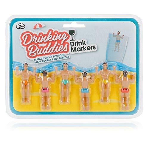 NPW Drinking Buddies Cocktail/Wine Glass Markers, 6-Count (Classic) "2 pack"