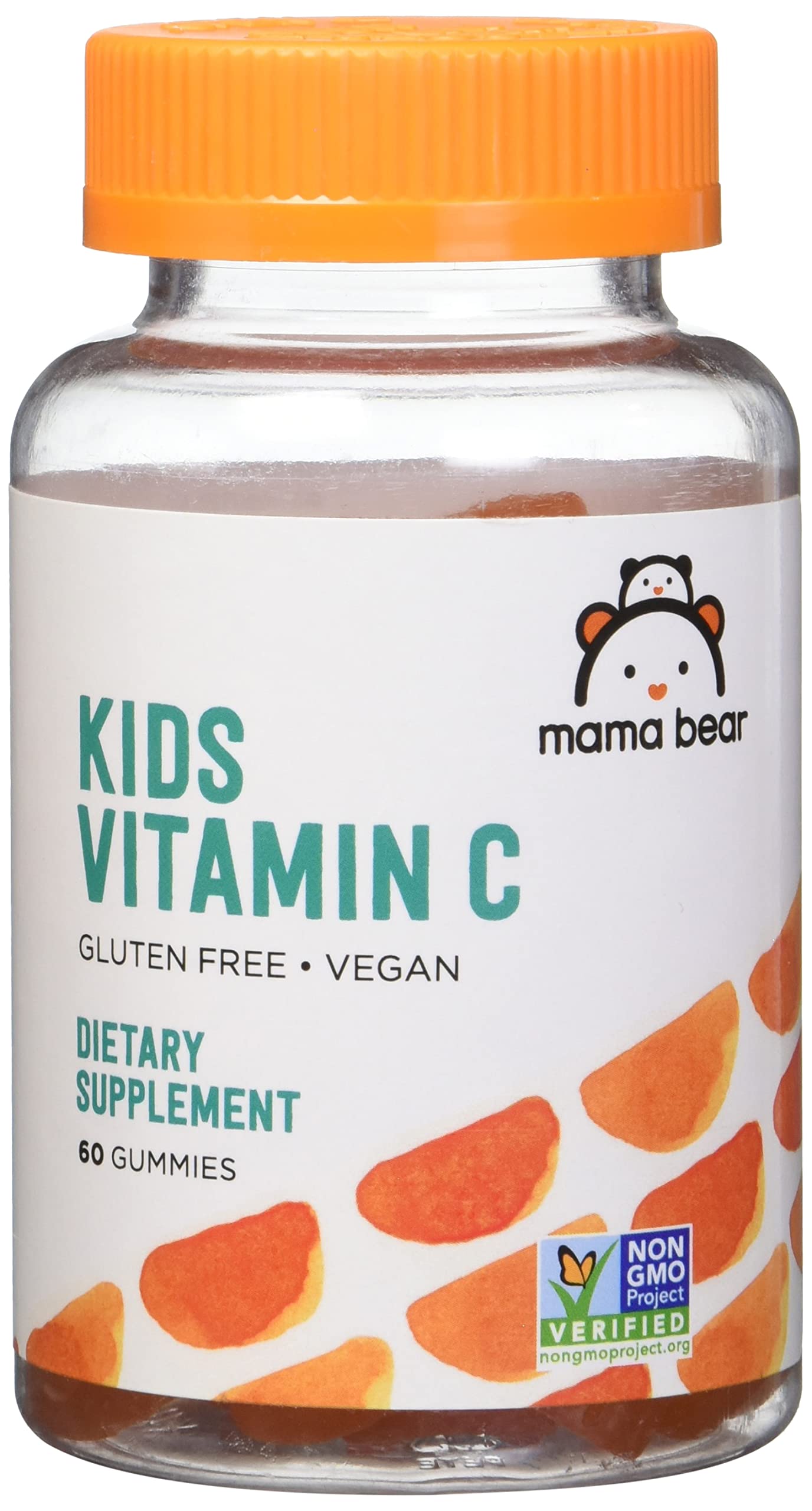 Book Cover Amazon Brand - Mama Bear Vegan Kids Vitamin C, Orange, 60 Count, Immune Health, 125 mg per Gummy