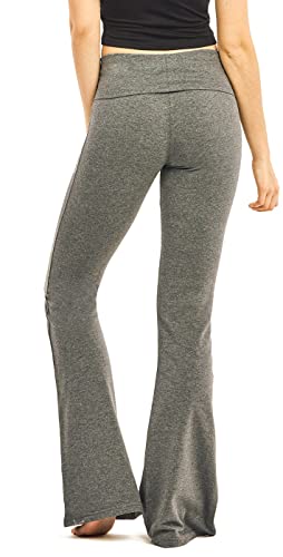 SERENITA Women Yoga Pants Boot Cut | Cotton Foldover Highwaist Workout Pants for Women, Full and Capri Size | 95% Cotton