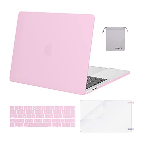MOSISO Compatible with MacBook Pro 13 inch Case M2 2023, 2022, 2021-2016 A2338 M1 A2251 A2289 A2159 A1989 A1708 A1706, Plastic Hard Shell&Keyboard Cover&Screen Protector&Storage Bag, Clear Pink