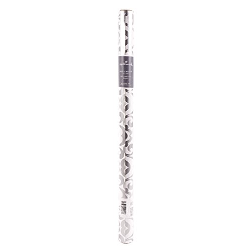 Hallmark Wrapping Paper with Cut Lines, Silver Scroll (27 sq. ft.)