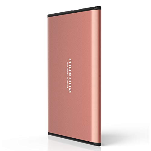 Book Cover 160GB External Hard Drive Portable - Maxone 2.5'' Ultra Slim HDD Storage USB 3.0 for PC, Mac, Laptop, Chromebook - Rose Pink