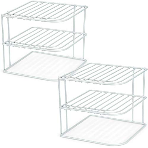 DecorRack 2 Kitchen Corner Shelves, Countertop and Cabinet Organizer, Heavy Duty Metal Corner Rack, 3-Tier, Wire Storage Helper Shelf for Counter Top, Cupboards and Pantry, 9 x 9 x 8 inch (2 Pack)