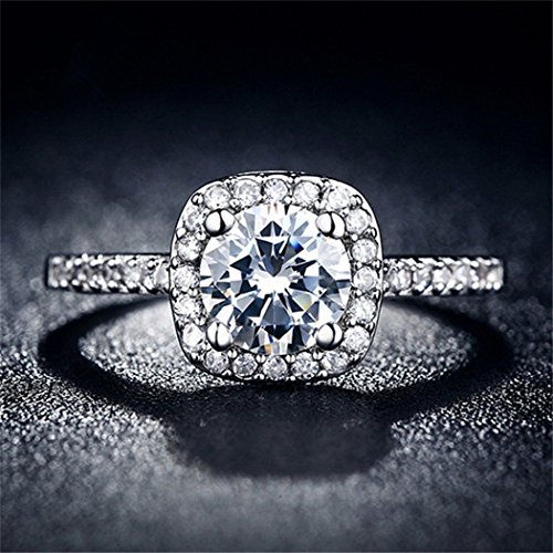 Myhouse Women Girls Wedding Rings Micro Inlaid Zircon Ring For Engagement Gifts Charms Findings (Nine)