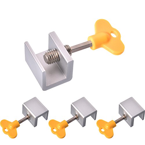 Maxdot 4 Sets Sliding Window Locks Stop Aluminum Alloy Door Frame Security Lock with Keys (4 Sets)
