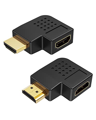 HDMI Adapter Male to Female, CableCreation 2 Pack 90 and 270 Degree Right Angle Converter, HDMI L Shape Flat Extender for Wall TV, Roku, PS5, Fire Stick, Chromecast, Nintendo Switch, Laptop,Xbox, PC