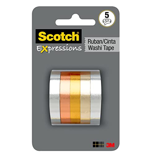 Scotch Expressions Washi Tape Multi Pack, 5 Rolls/pk, Thin Foil Collection (C1017-5-P1)