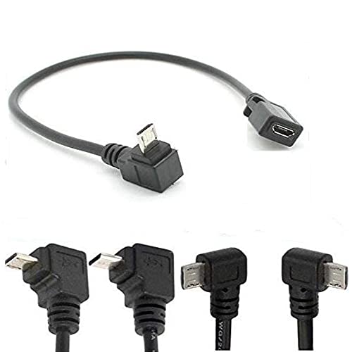 90° Degree Angle USB Micro B 5P Female to 5P Male Left Right Down Up Angled Extension Cable Adapter for Phone Charger Data Sync Tablet Cord Adaptor … (DWON +Right +up +Left)
