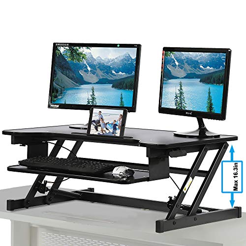 Standing Deskï¼ŒHeight Adjustable Sit to Stand Gas Spring 32" Wide Tabletop Workstation fits Dual Monitor