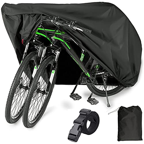 EUGO Bike Cover for 2 Bikes Outdoor Waterproof Bicycle Covers 210D Oxford Fabric Rain Sun UV Dust Wind Proof for Mountain Road Electric Bike