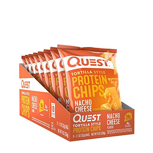 Book Cover Quest Nutrition Tortilla Style Protein Chips, Nacho Cheese, Low Carb, Gluten Free, Baked, 1.1 Ounce (Pack of 8)
