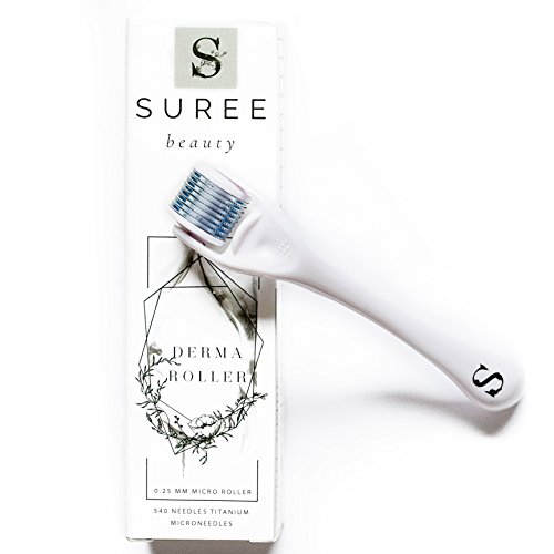 Suree Beauty Derma Roller for Face 0.25mm - Microneedle Roller for Face 540 Premium Quality Microneedle Titanium Micro Needles - Includes Storage Case