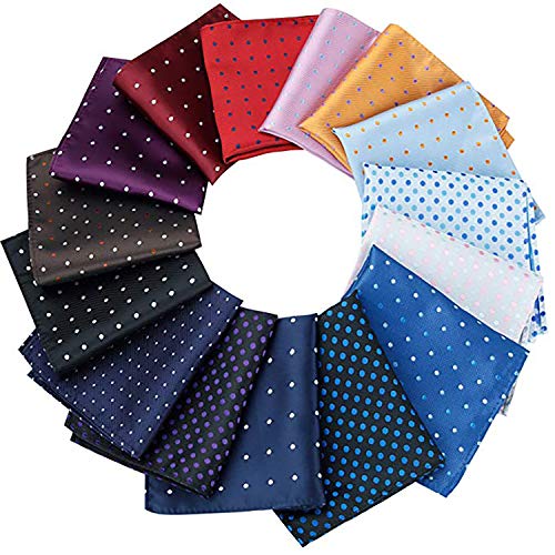 15 Pcs Assorted Colors Dot Pattern Pocket squares for Men