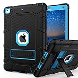 Rantice iPad 6th Generation Case, iPad 5th Generation Case, iPad 9.7 Case, iPad Air 2 Case, Hybrid Shockproof Rugged Drop Protection Case Built with Kickstand for iPad 9.7 inch (Black+Sky Blue)