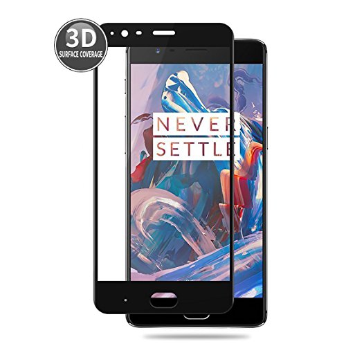 E-Hamii OnePlus 3 (Noir) Film Protecteur 3D Incurvé Couverture Complète Protection écran en Verre Tempé 3D Premium 9H Anti-rayures Protectrice HD Full Screen