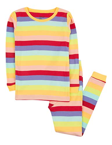 Leveret Striped Kids & Toddler Girls Pajamas 2 Piece Pjs Set 100% Cotton Sleepwear (Toddler-14 Years)