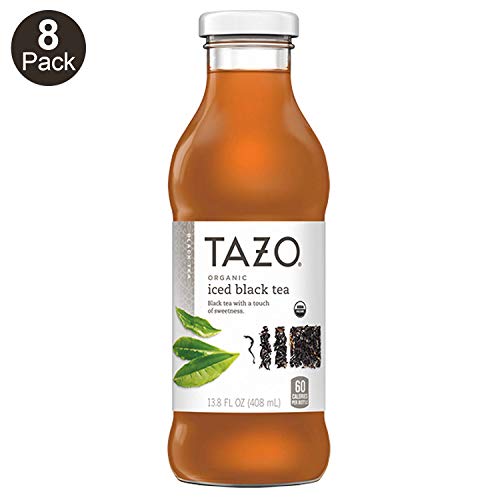 Tazo Organic Iced Tea, Black Tea, 13.8 Ounce Glass Bottles, 8 Pack
