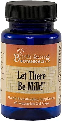 Book Cover Birth Song Botanicals Let There Be Milk Best Vegetarian Lactation Supplement, Liquid Capsules, 60 Count