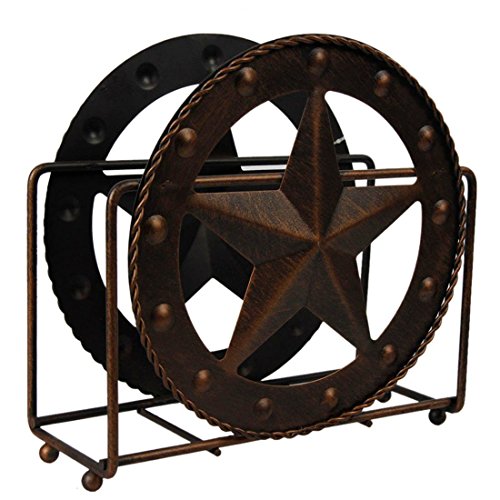 EBEI Rustic Brown Napkin Holder Stand Texas Metal Star Star Home Decor Desktop Organizer Office Storage Rack