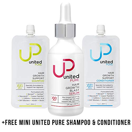 United Pure Hair Growth Serum, 2 Oz | AnaGain & 3% Redensyl | w/ Capixyl, Baicapil, HairSpa, Orich-37, Pentavitin | Caffeine | Anti Hair Loss Product w/ Free UP Shampoo / Conditioner Minis