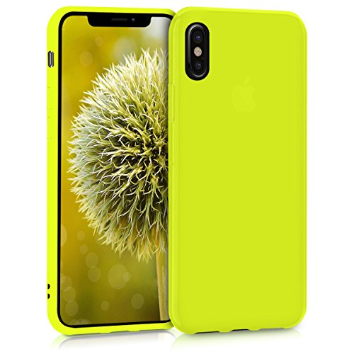 kwmobile Case Compatible with Apple iPhone X Case - Soft Slim Protective TPU Silicone Cover - Neon Yellow