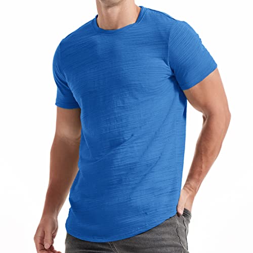 KLIEGOU Men's Fashion Hip Hop Color Block Stripe T-Shirt