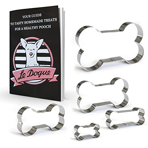 Premium Dog Bone Cookie Cutters - For Baking Treats and Cookies, Set of 5, Stainless Steel Bone Shapes Cutter 2", 3", 3.5", 4", 5", Perfect Molds For Making Homemade Puppy Biscuits
