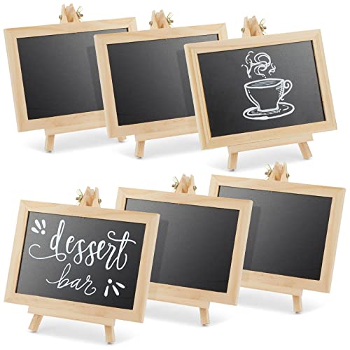 6-Pack Mini Chalkboard Signs with Easel Stand for Table Decorations, Restaurant Food Display, Message Boards, Small Business, Wedding, Banquet, Coffee Shop (7x7x4 in)