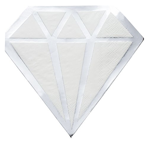 Blue Panda 50-Pack Silver Foil Diamond Die Cut Paper Luncheon Party Napkins, 3-Ply, Folded 6 x 6 Inches