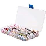 Clear Jewelry Box 6 Pack Plastic Bead Storage Container, Earrings Storage Craft Organizer with Adjustable Dividers, 15 Compartments Each, 6.7" x 0.8"x 4"