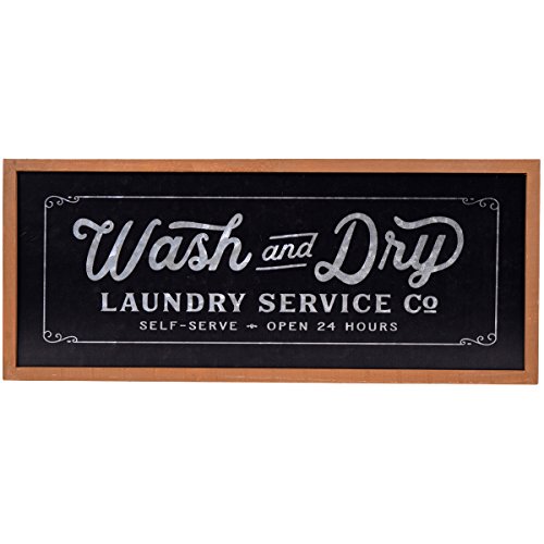 NIKKY HOME Metal Wash and Dry Wall Plaque Sign for for Laundry Room, 23.94 x 1.02 x 10.04 Inches, Black