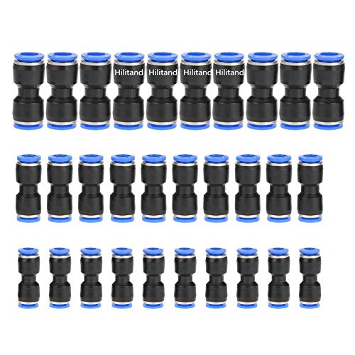 Hilitand 30pcs Straight Push Connectors Plastic Quick Release Connectors Air Line Fittings for 1/4 5/16 3/8 Tube (Type 4)