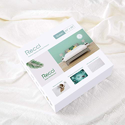 RECCI Premium Bamboo Mattress Protector Twin Size - 100% Bamboo Fabric Surface Mattress Cover, Waterproof Bed Cover, Hypoallergenic, Vinyl Free ã€Twin Sizeã€‘