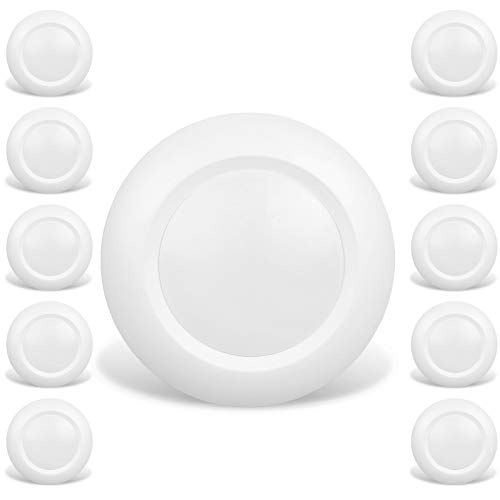 JULLISON 10 Packs 4 Inch LED Low Profile Recessed & Surface Mount Disk Light, Round, 10W, 600 Lumens, 5000K Day Light White, CRI80, DOB Design, Dimmable, ETL Listed, White 10P 5000K Daylight White
