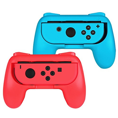 Book Cover Fintie Grip for Nintendo Switch Joy-Con, [Ergonomic Design] Wear-Resistant Comfort Game Controller Handle Kit for Nintendo Switch Joy Con (2-Pack), Blue Red