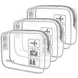 ANRUI TSA Approved Toiletry Bag, Quart Size Travel Toiletry Bags, Clear Toiletry bag Carry On Airport Airline Compliant Bag, Clear Pouch Bag 3 Pack, Grey
