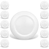 JULLISON 10 Packs 4 Inch LED Low Profile Recessed & Surface Mount Disk Light, Round, 10W, 600 Lumens, 5000K Day Light White, CRI80, DOB Design, Dimmable, Energy Star, ETL Listed, White
