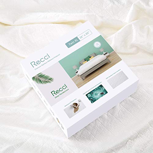 RECCI Premium Bamboo Mattress Protector Twin XL Size - 100% Bamboo Fabric Surface Mattress Cover, Waterproof Bed Cover, Hypoallergenic, Vinyl Freeã€Twin XL Sizeã€‘