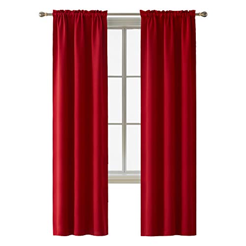 Book Cover Deconovo Rod Pocket Room Darkening Thermal Insulated Blackout Curtains Window Panels for Bedroom Width 38 Inch by Length 84 Inch Red 2 Curtain Panels