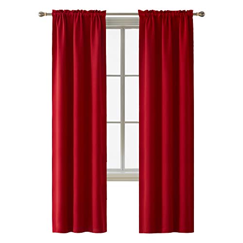 Deconovo Rod Pocket Room Darkening Thermal Insulated Blackout Curtains Window Panels for Bedroom Width 38 Inch by Length 84 Inch Red 2 Curtain Panels